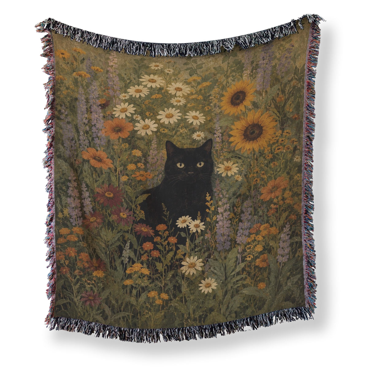 Sunflower Meadow Black Cat Blanket Main image