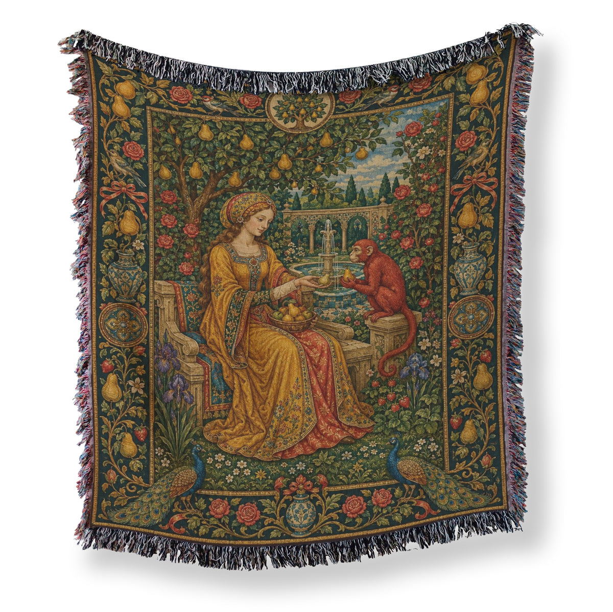 The Pear Garden Monkey Court Blanket