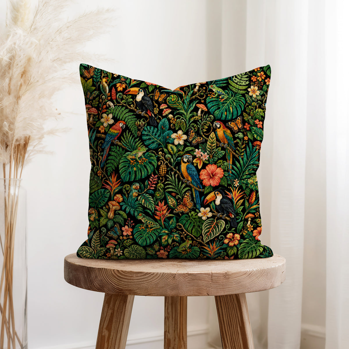 Midnight Jungle – Tropical Wildlife Pillow