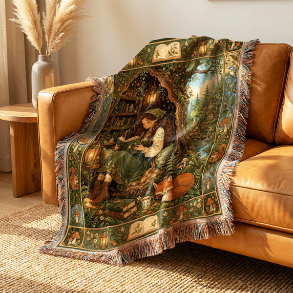 The Woodland Book Nook Blanket