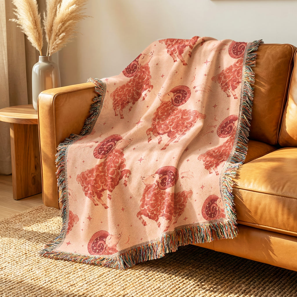 Aries Celestial Ram Pattern Blanket