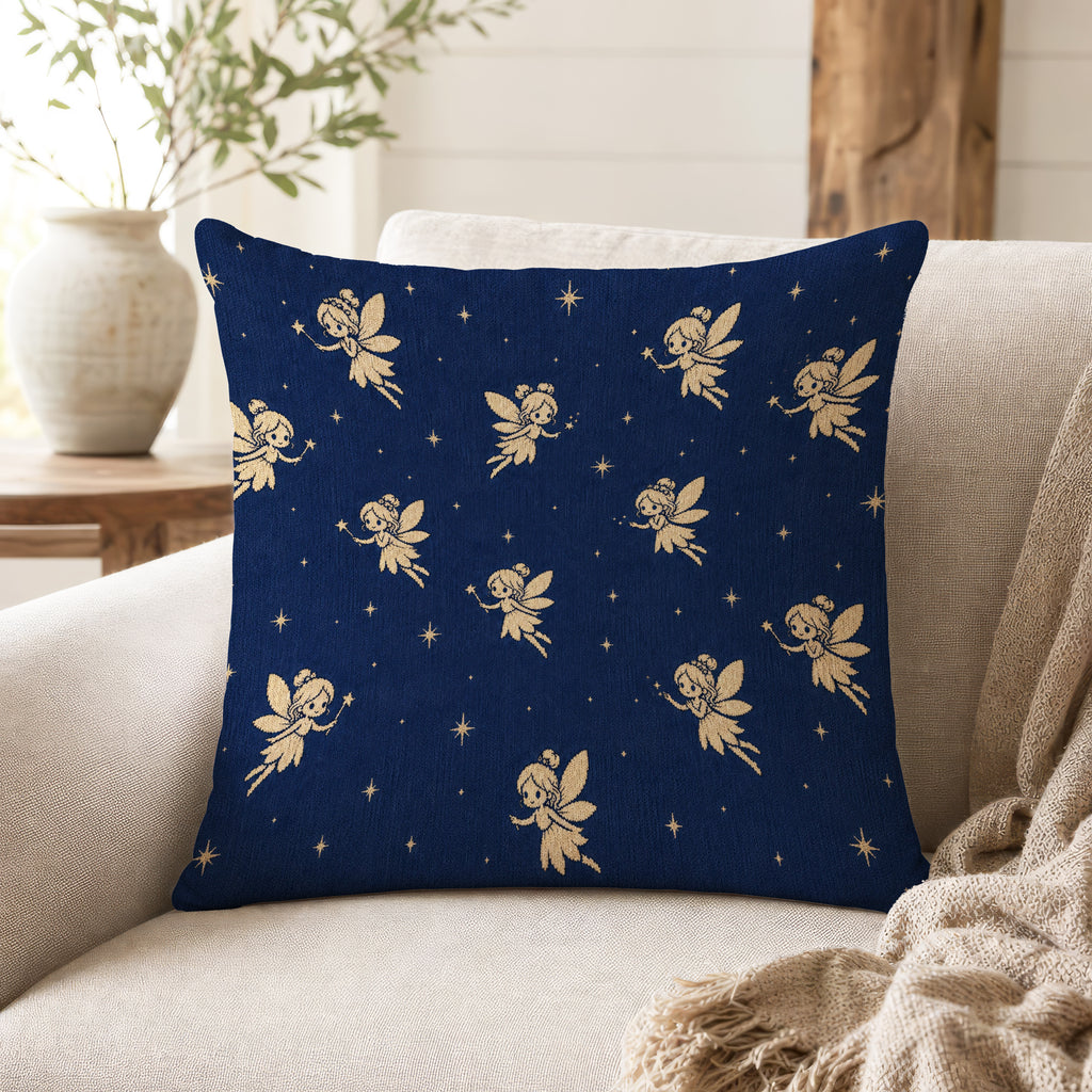 Starlight Fairies – Navy & Gold Pillow