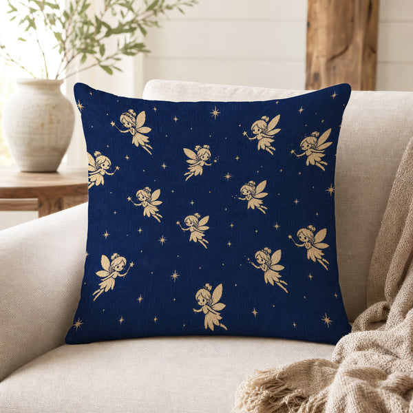 Starlight Fairies – Navy & Gold Pillow