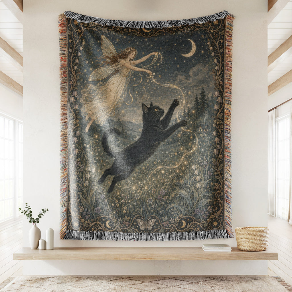 Black Cat Starlight Fairy Blanket
