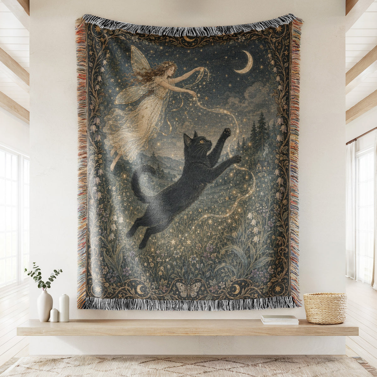 Black Cat Starlight Fairy Blanket