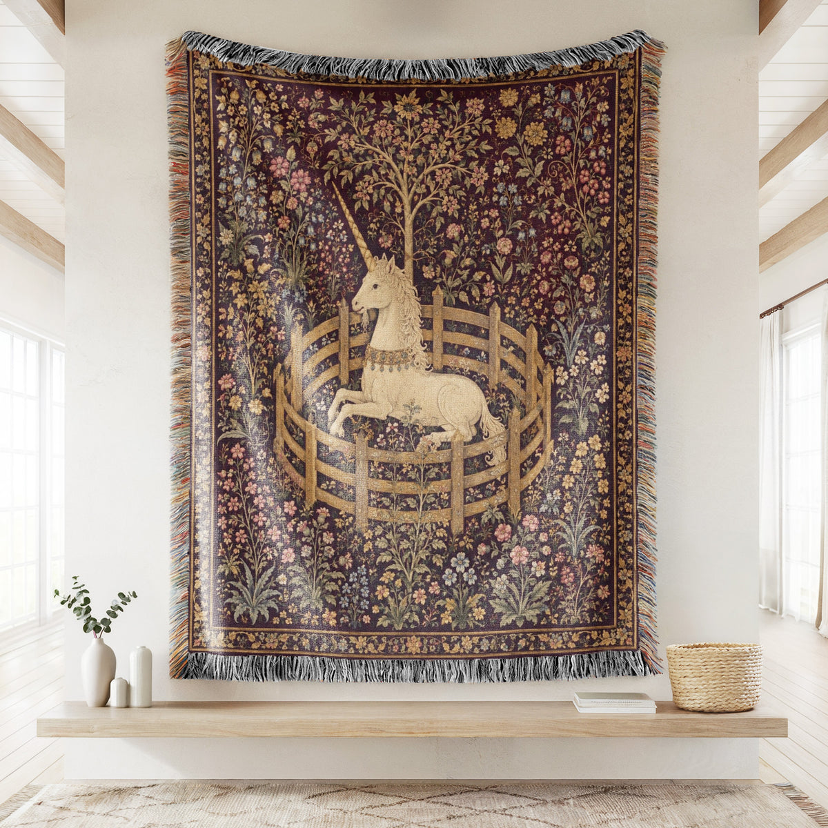 The Unicorn in the Walled Garden Blanket