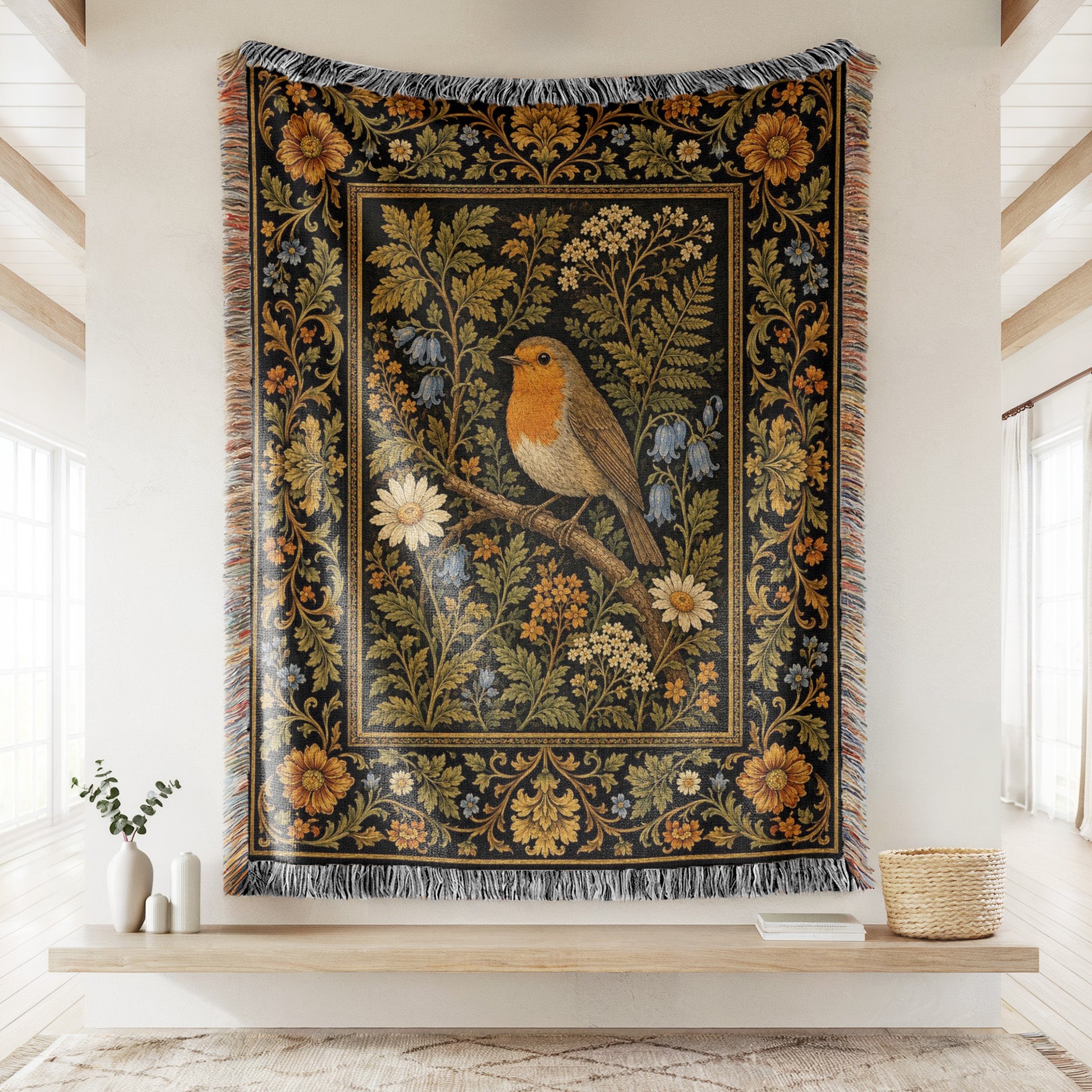 Golden Robin Tapestry Blanket Secondary image