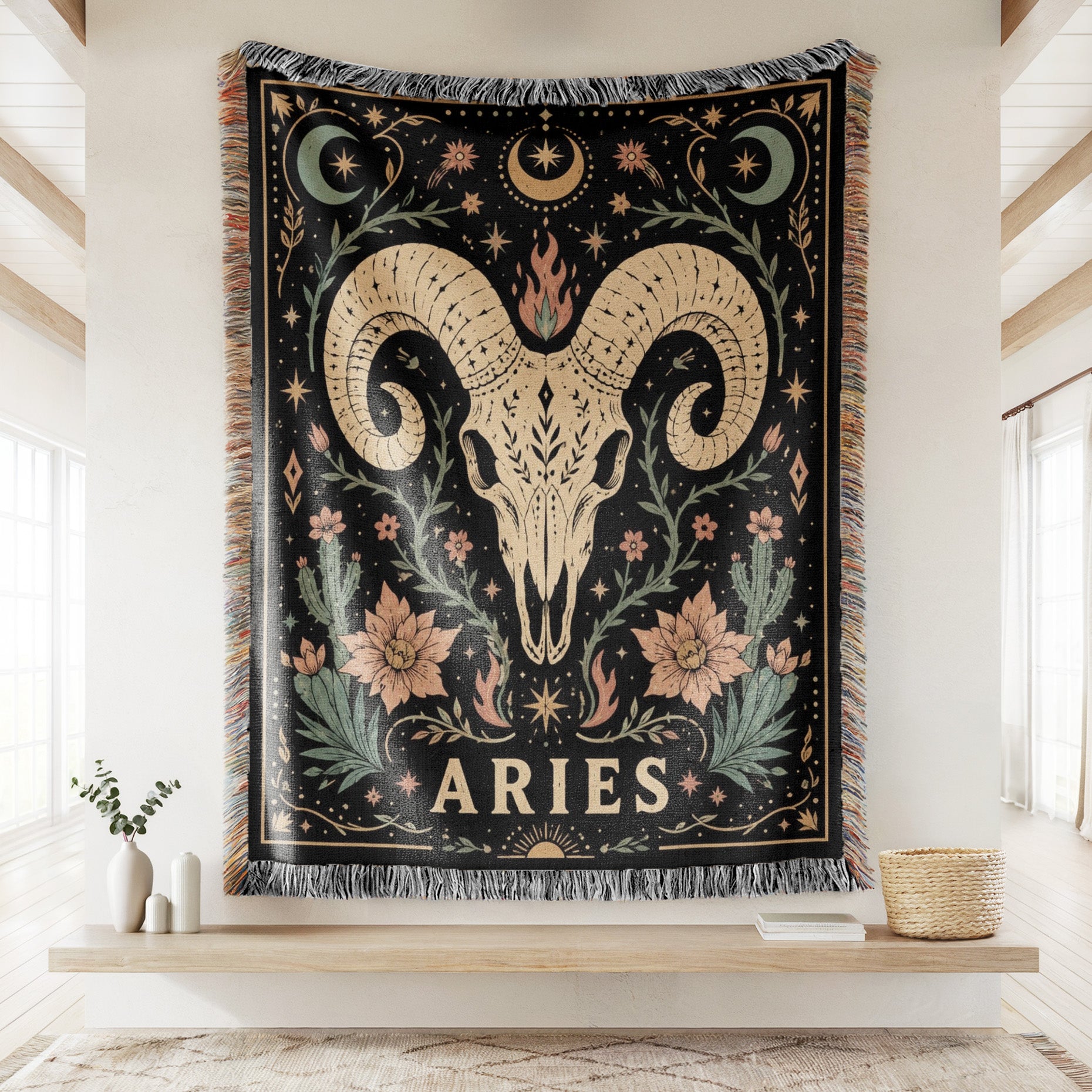Aries Ram Skull Zodiac Blanket Secondary image