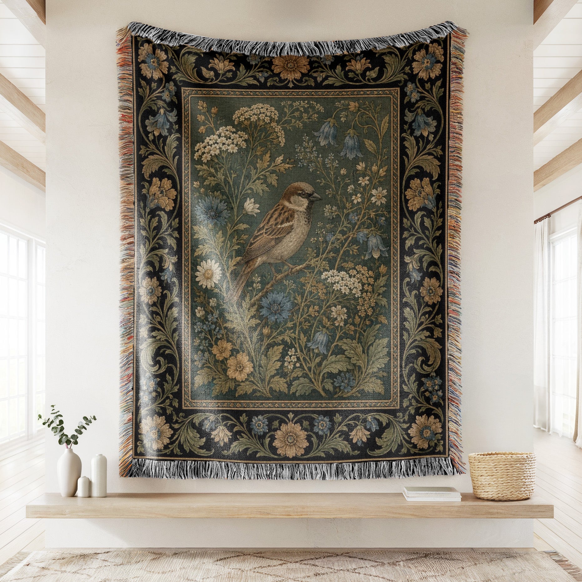Bluebell Sparrow Tapestry Blanket Secondary image