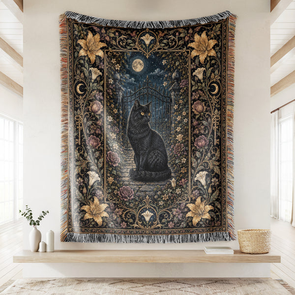 Black Cat at the Garden Gate Blanket