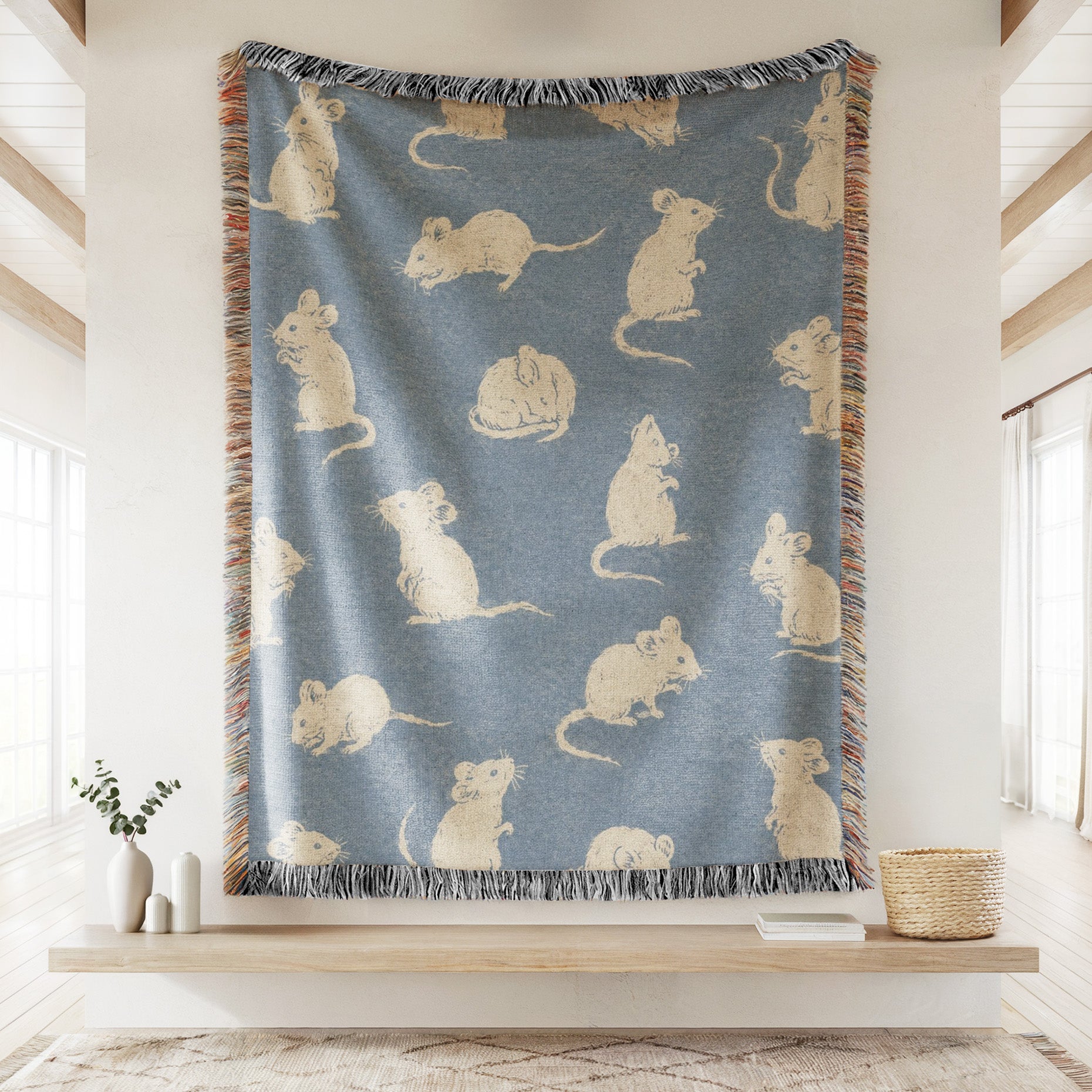 Blue Woodland Mouse Blanket Secondary image