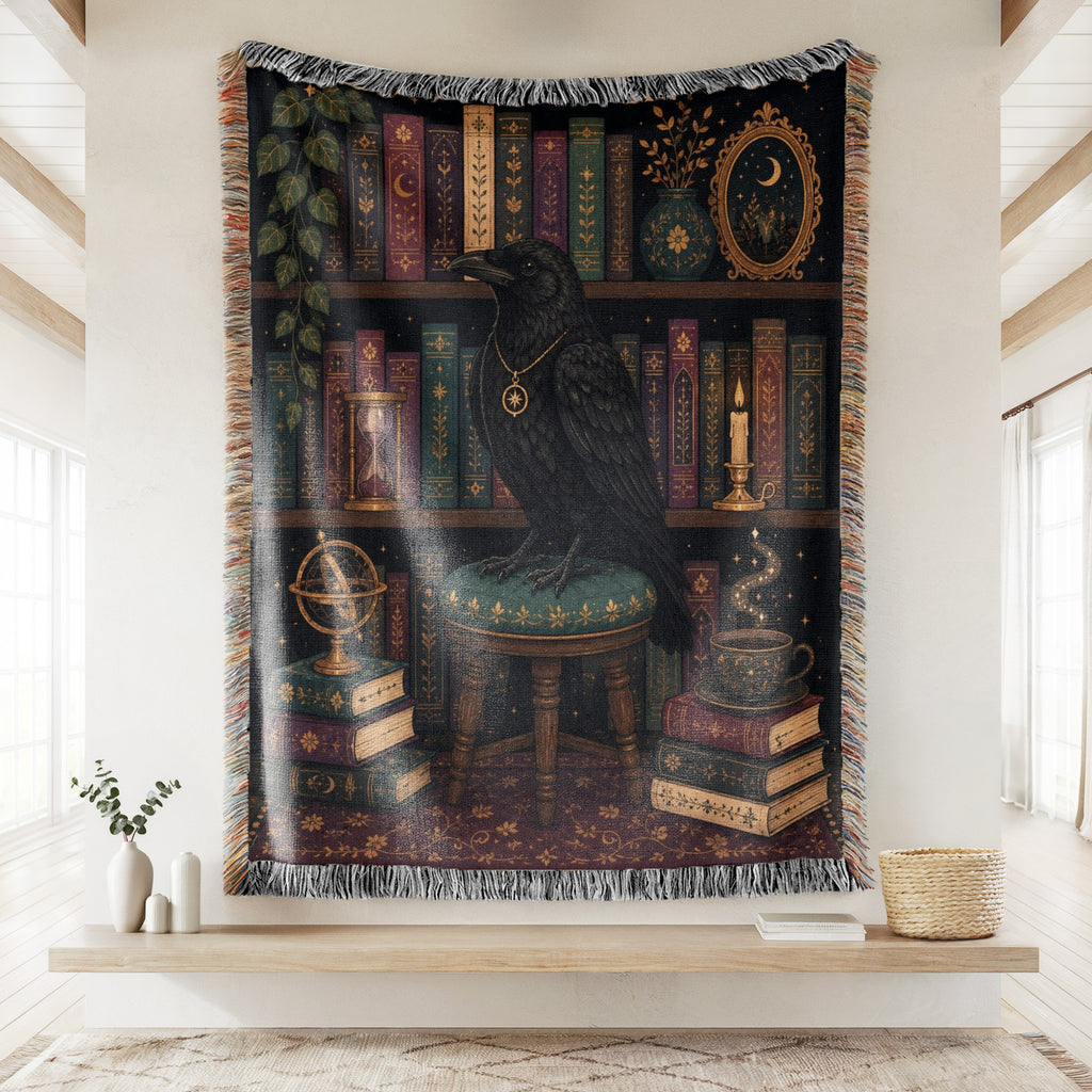 Raven of the Midnight Library Blanket