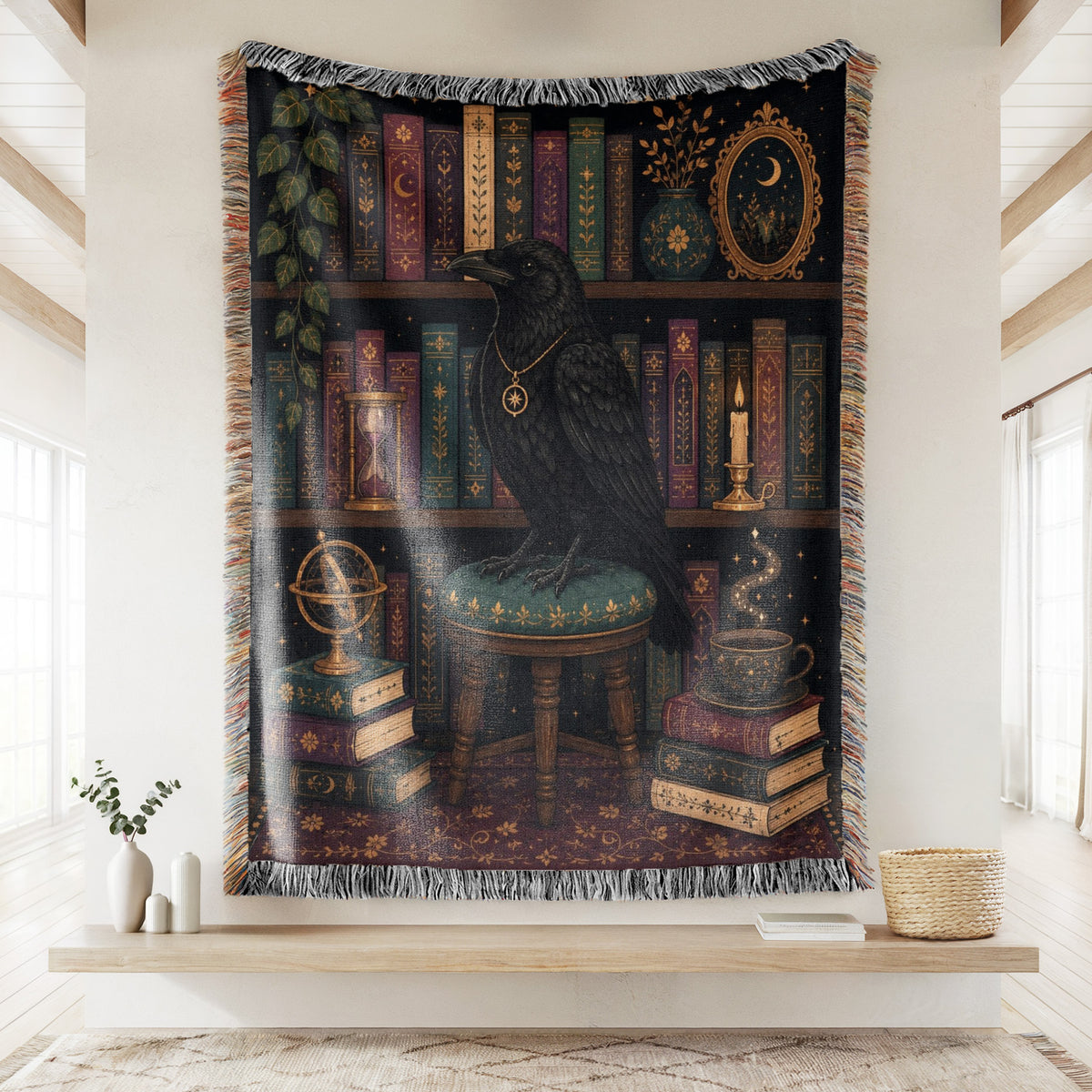 Raven of the Midnight Library Blanket
