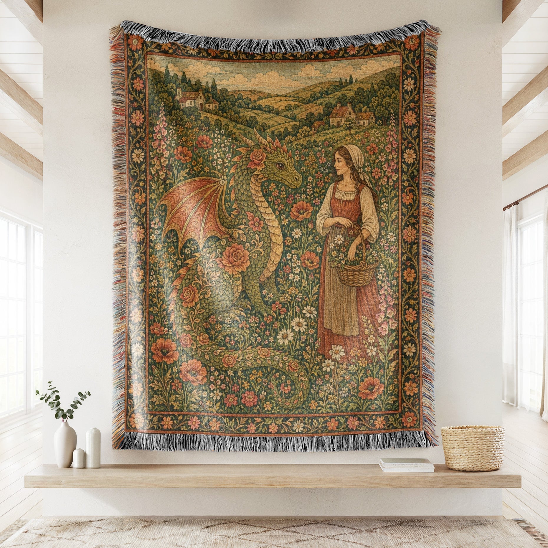The Rosebound Meadow Dragon Blanket Secondary image