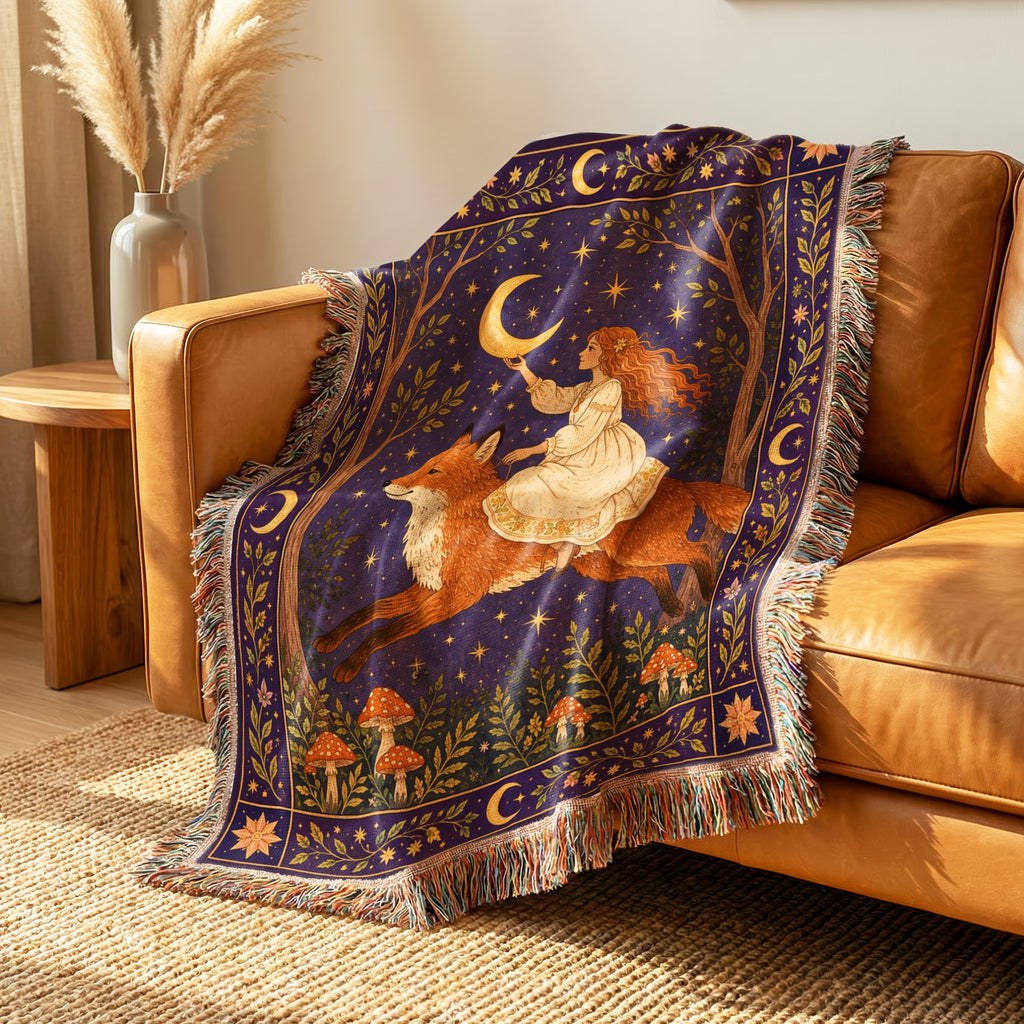 Crescent Moon Fox Blanket