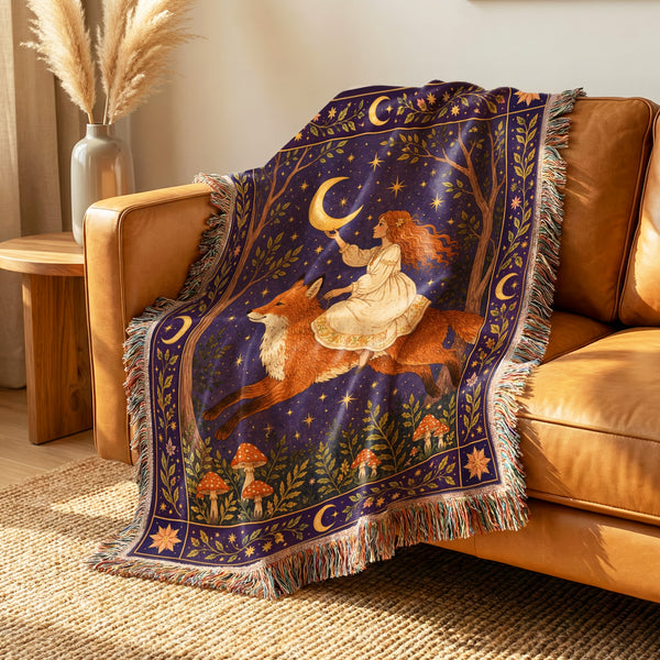 Crescent Moon Fox Blanket