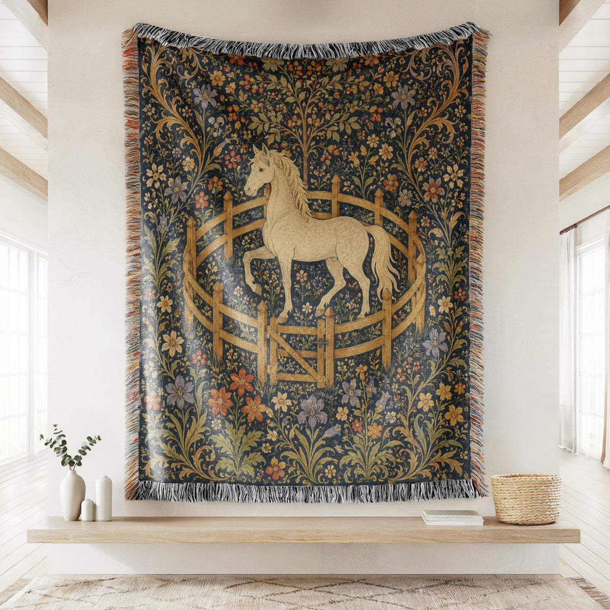 The White Horse in the Walled Garden Blanket