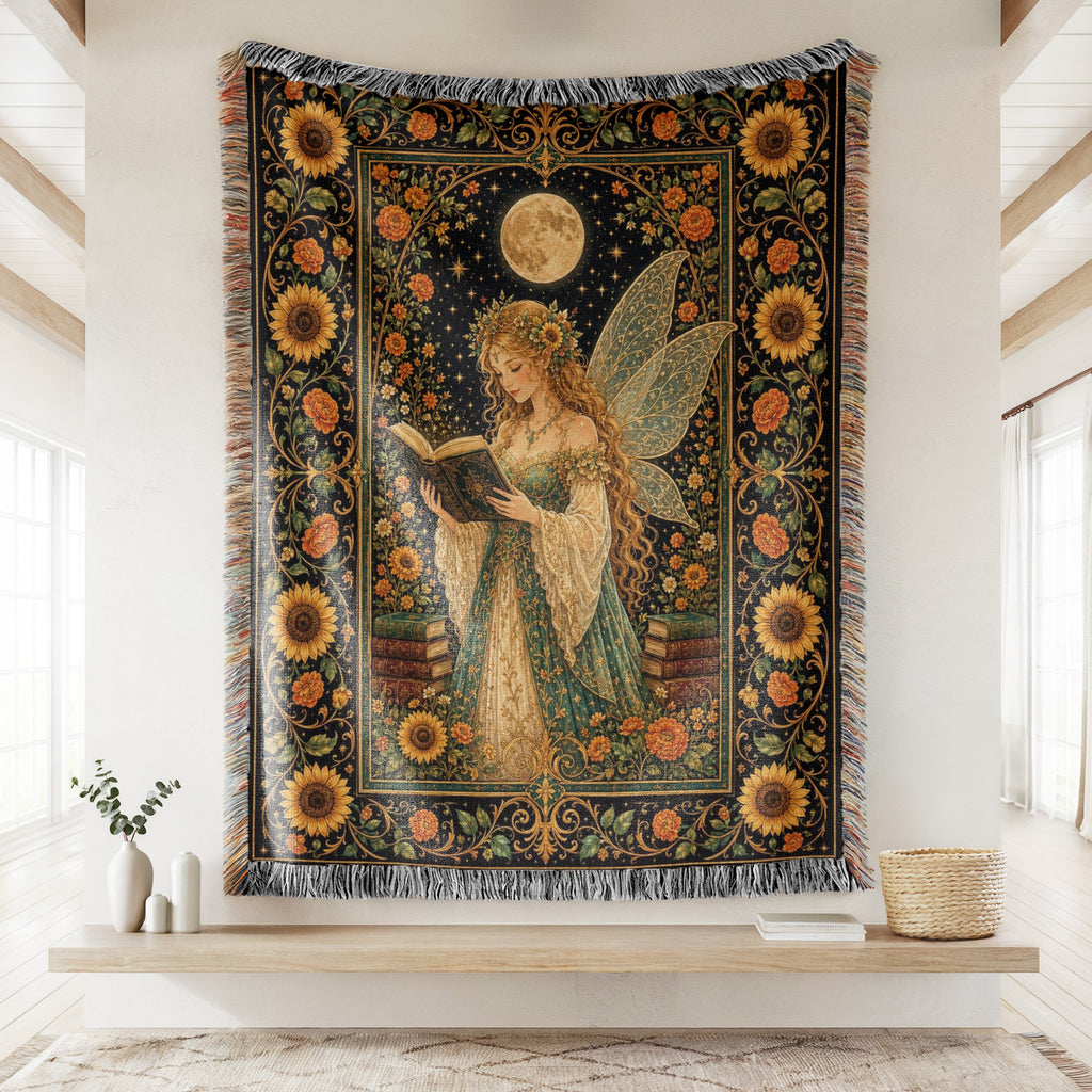 Sunflower Moon Fairy Reader Blanket