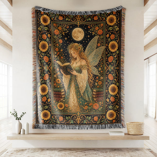 Sunflower Moon Fairy Reader Blanket