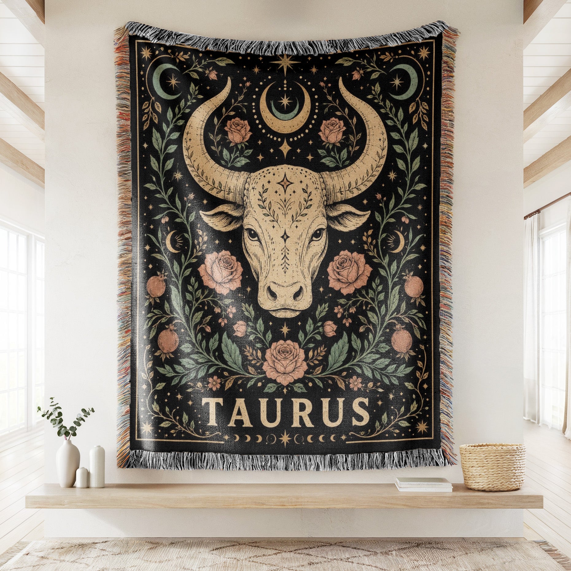 Taurus Floral Bull Zodiac Blanket Secondary image