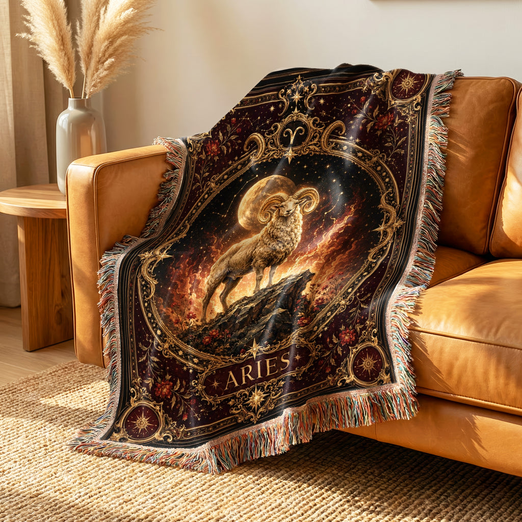 Aries Firemoon Ram Zodiac Blanket