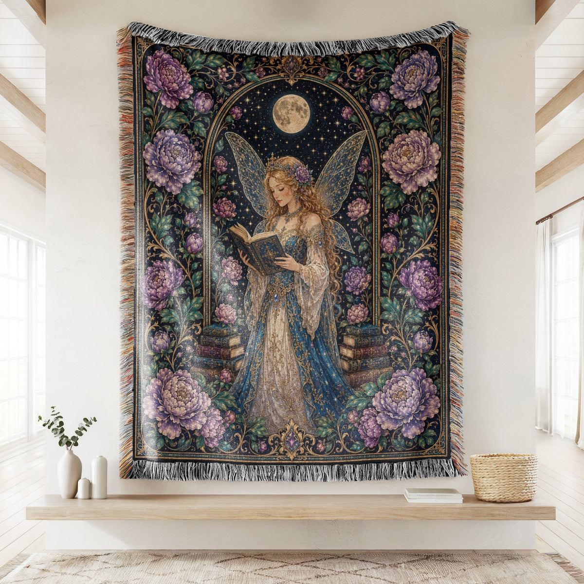 Moonlit Peony Fairy Reader Blanket