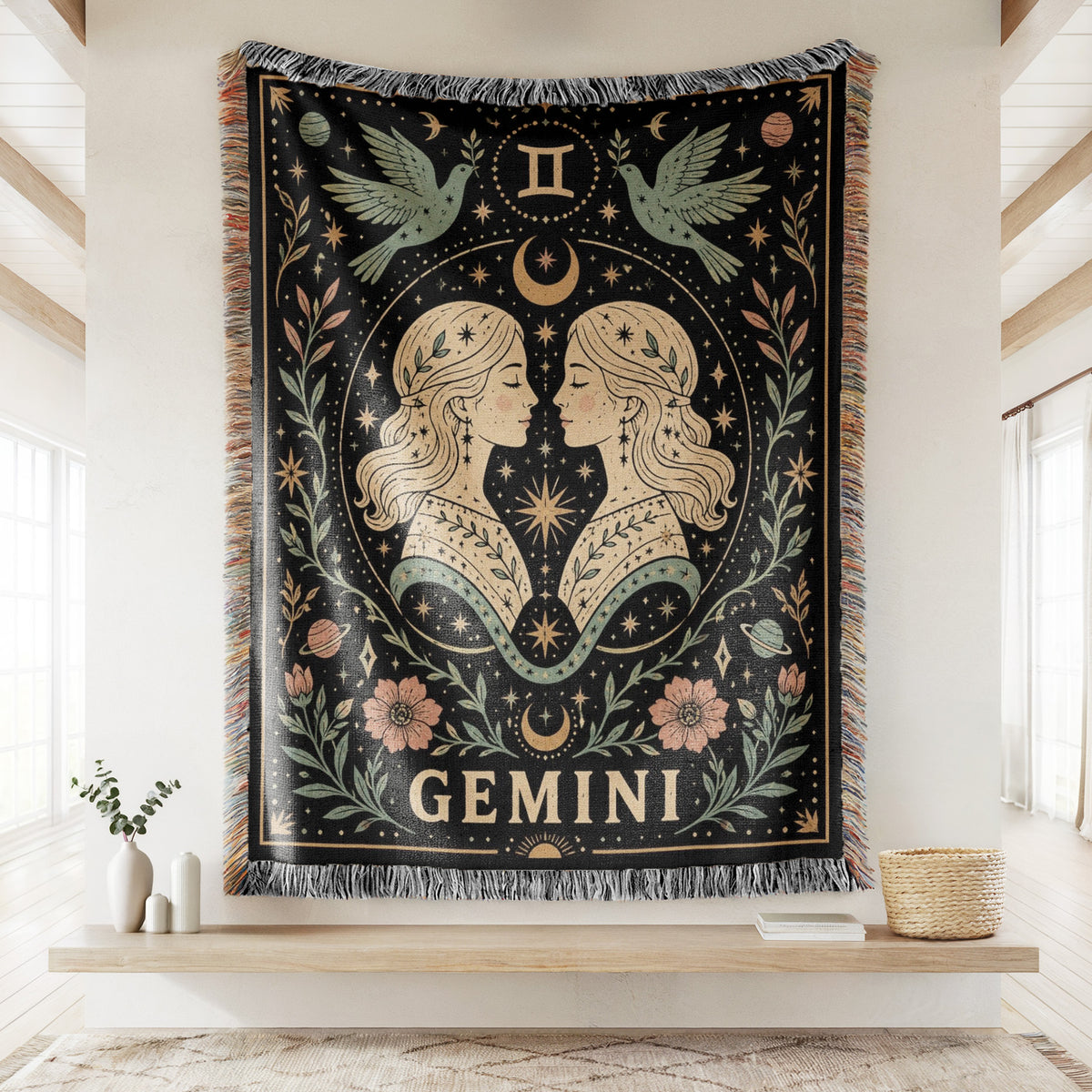 Gemini Celestial Twins Zodiac Blanket
