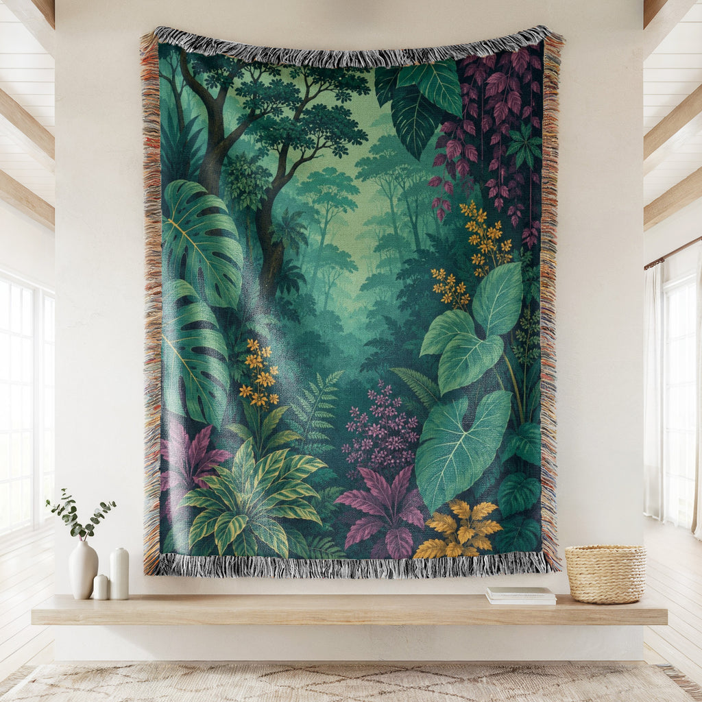 Teal Rainforest Garden Blanket