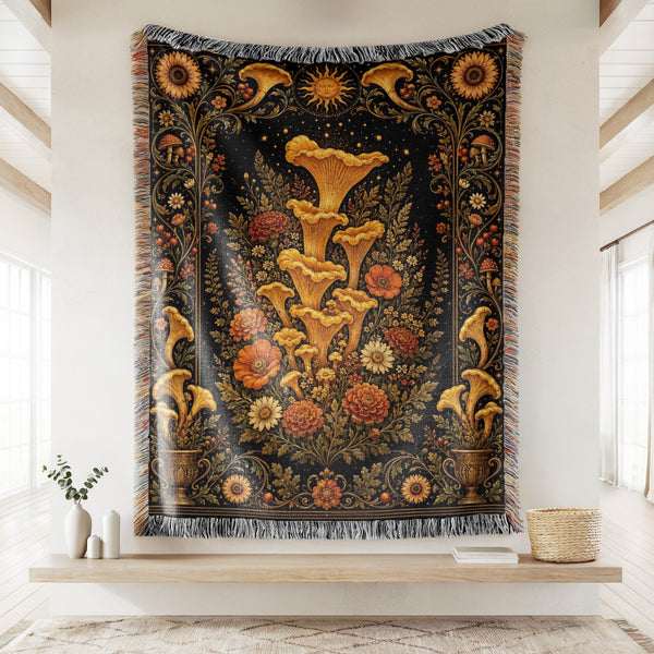 Golden Chanterelle Garden Blanket