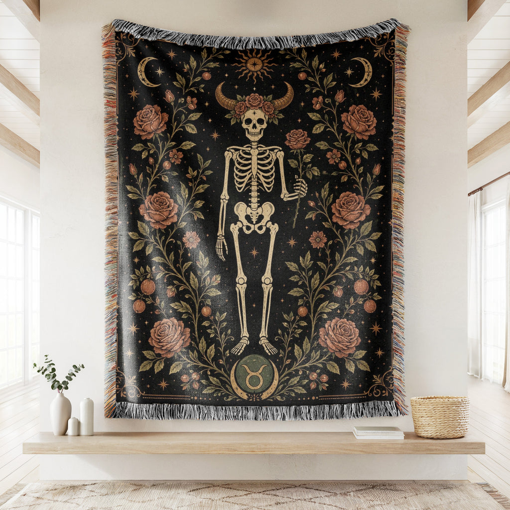 Taurus Celestial Skeleton Rose Blanket