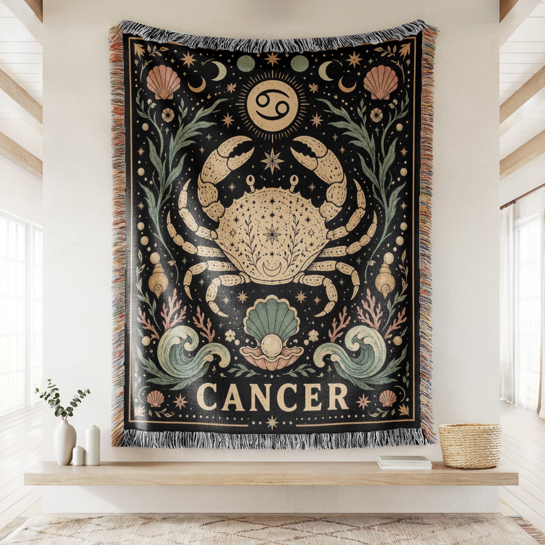 Cancer Moonlit Crab Zodiac Blanket Secondary image