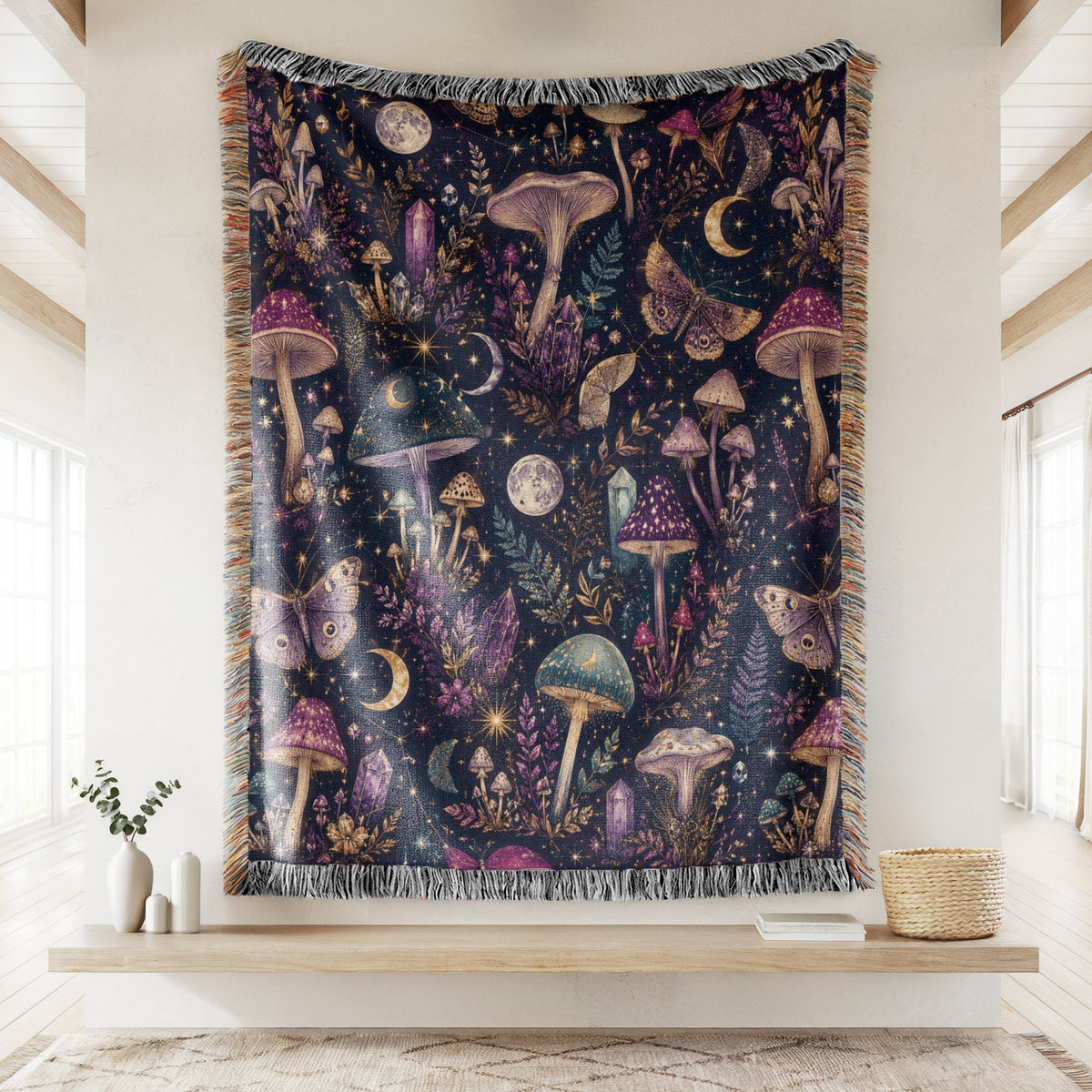 Celestial Crystal Mushroom Blanket