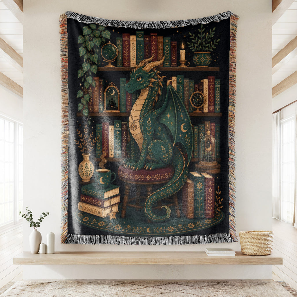Emerald Dragon Celestial Library Blanket