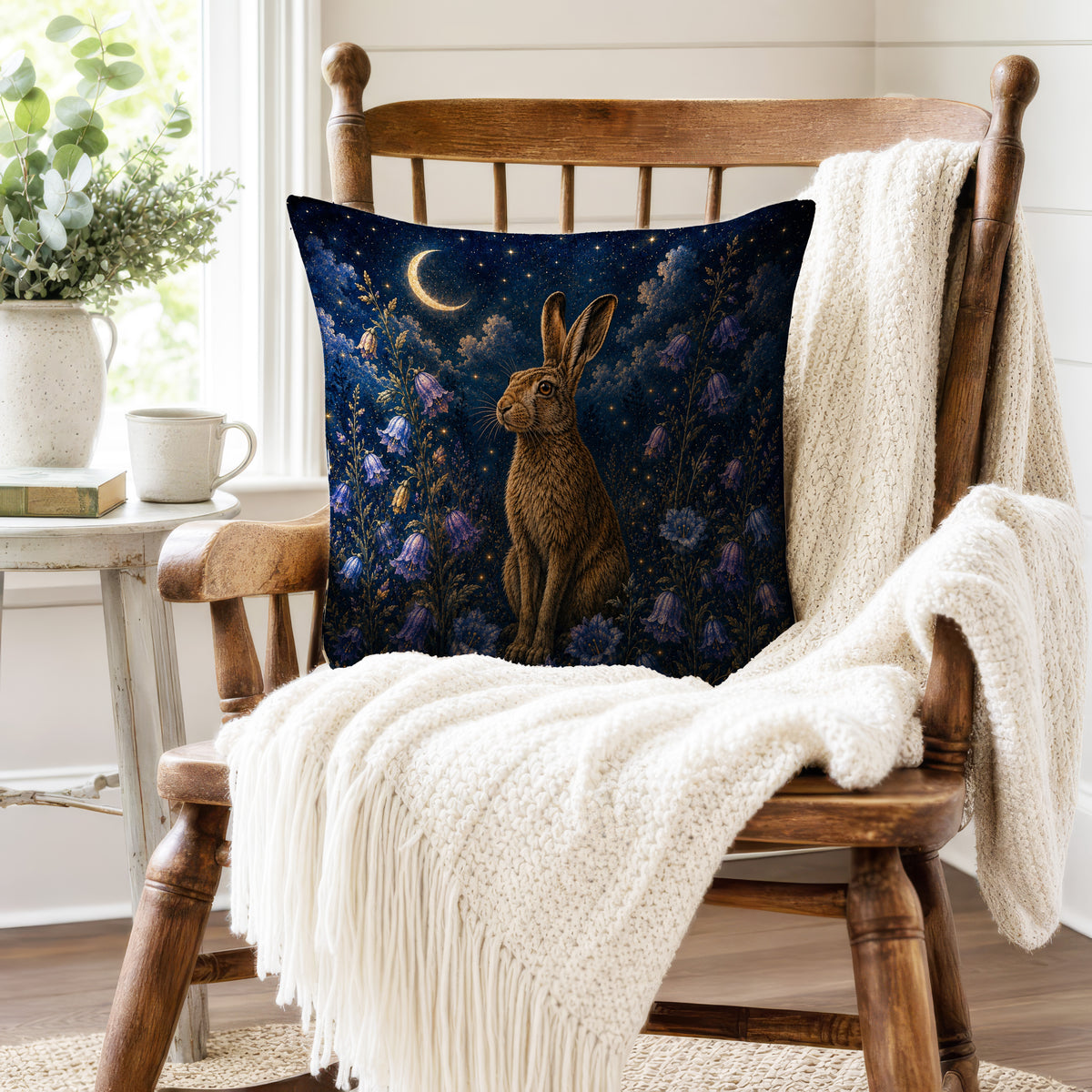 The Moonlit Hare – Enchanted Woodland Pillow