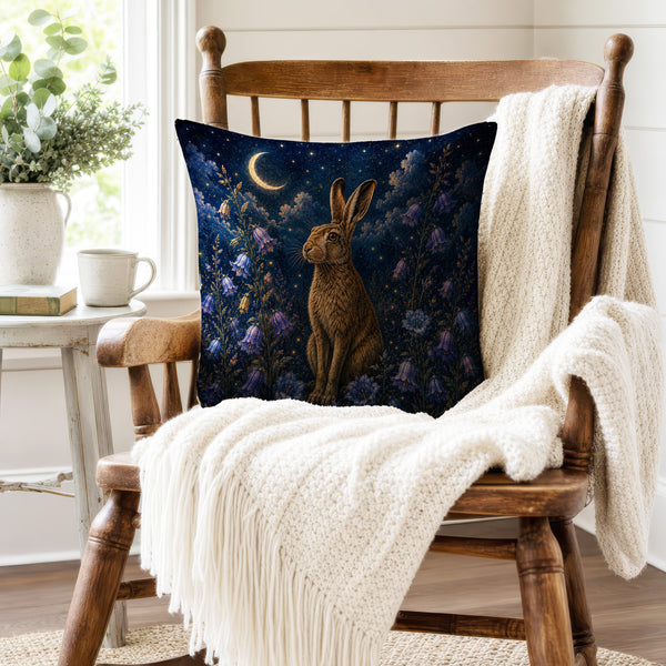 The Moonlit Hare – Enchanted Woodland Pillow