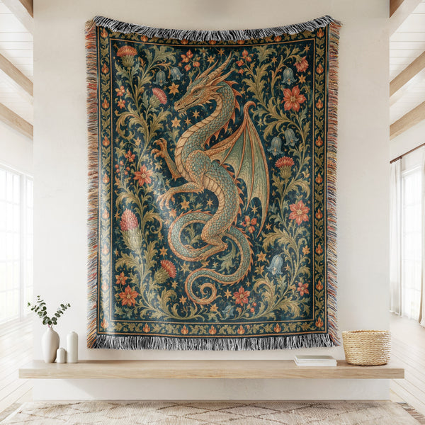 The Floral Serpent Dragon Blanket
