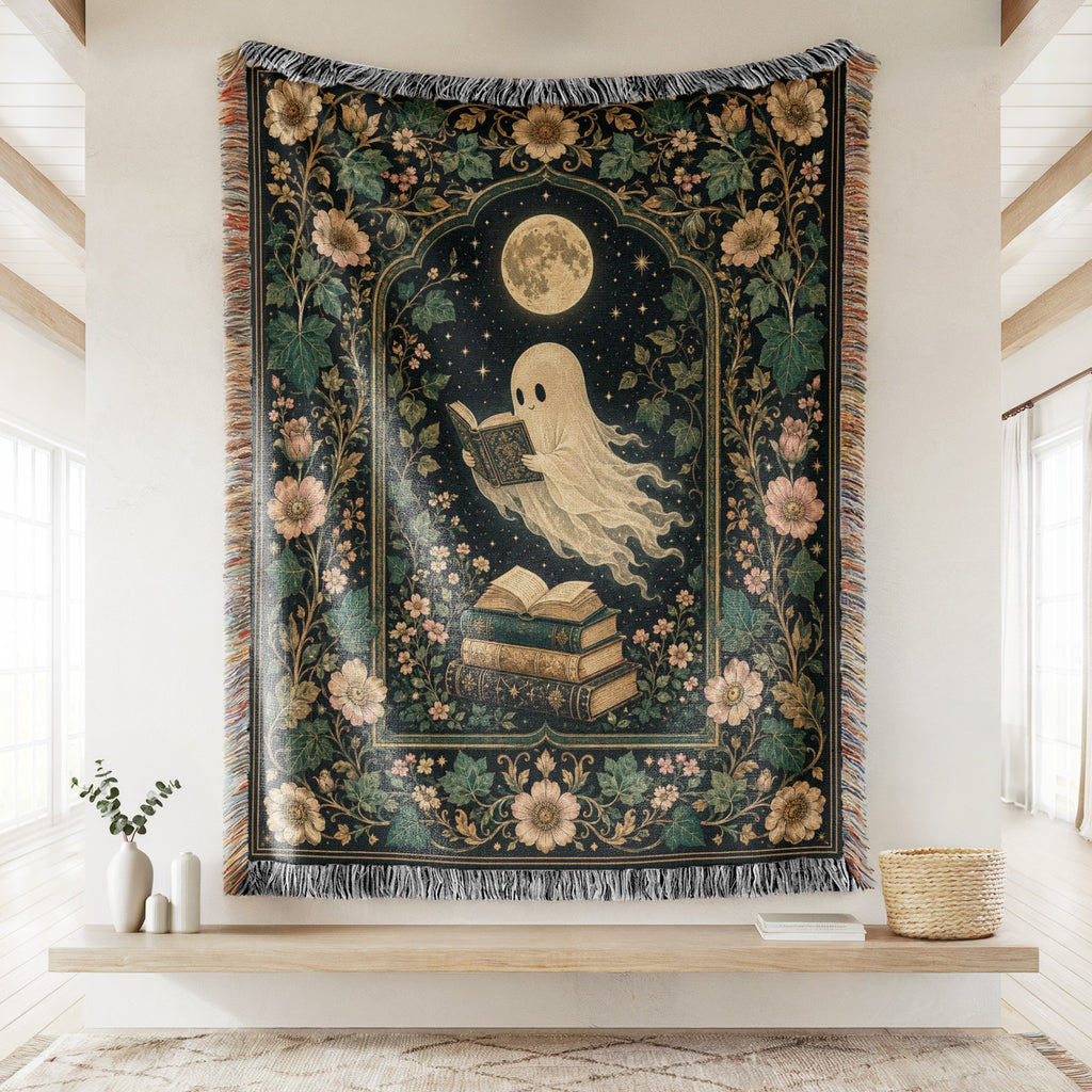 Moonlit Botanical Ghost Reader Blanket