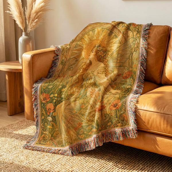 Sunlit Art Nouveau Fairy Blanket