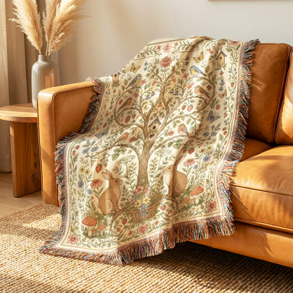 Rabbit Garden Tree of Life Blanket