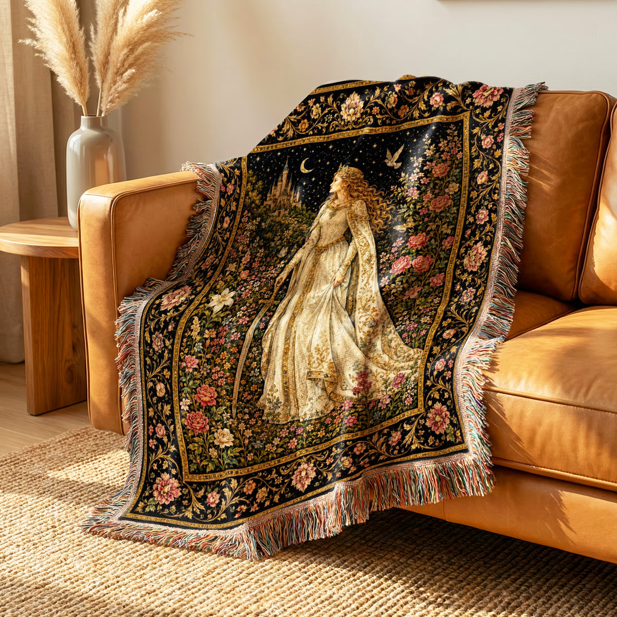 The Lady of the Moonlit Rose Garden Blanket