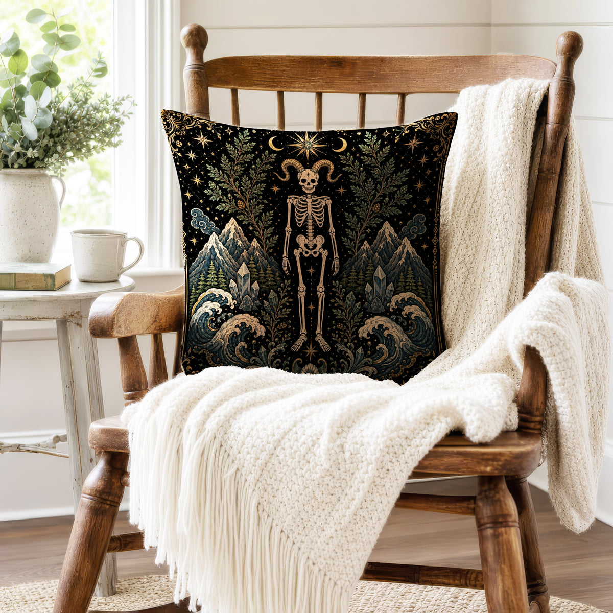 The Mountain Goat – Capricorn Gothic Zodiac Pillow