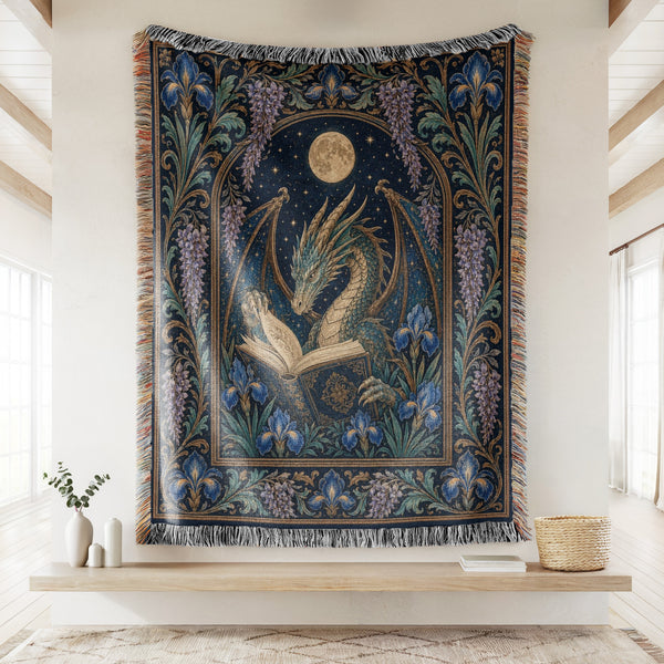 Moonlit Iris Dragon Reader Blanket