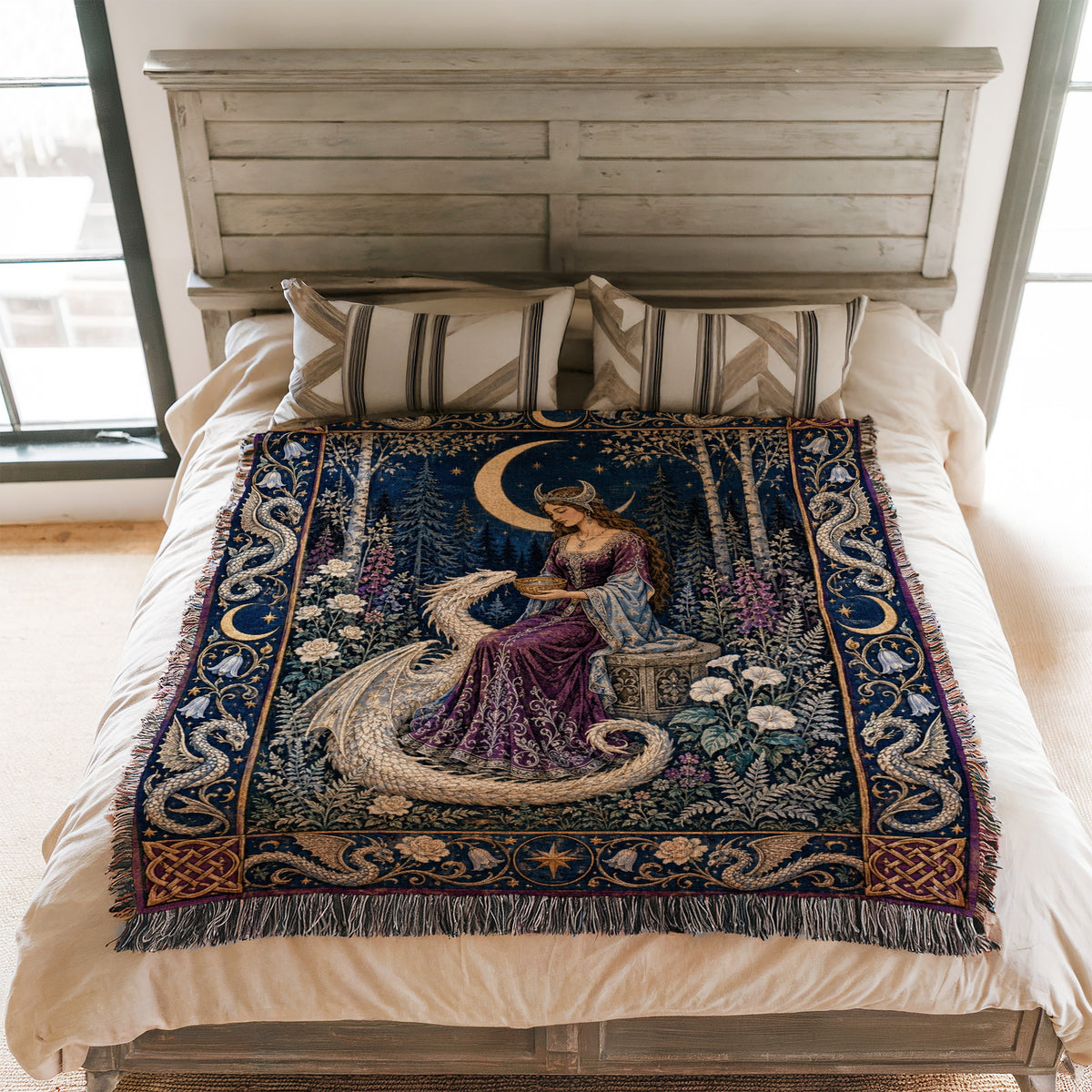 The Moonlit Dragon Maiden Blanket