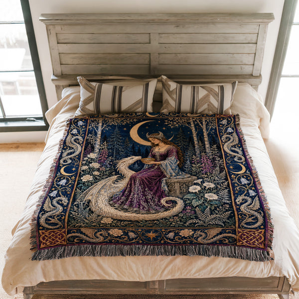 The Moonlit Dragon Maiden Blanket