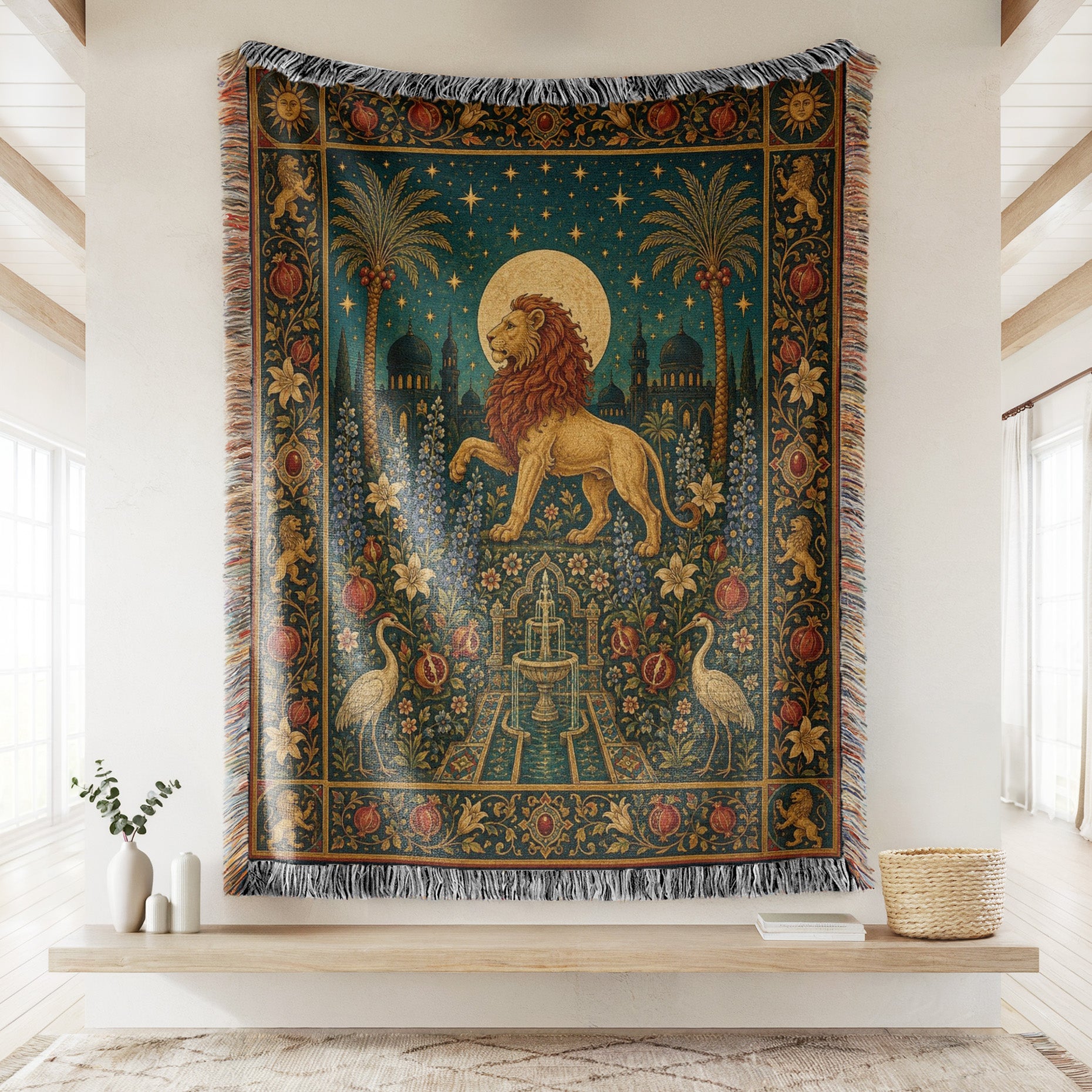 The Lion of the Moonlit Palace Blanket Secondary image