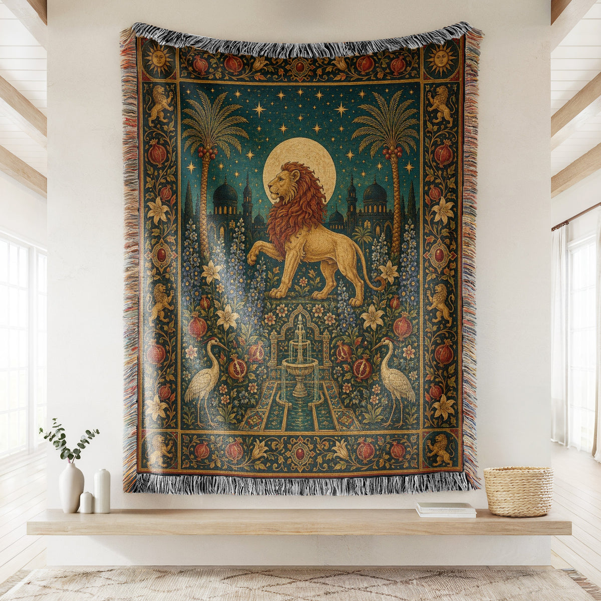 The Lion of the Moonlit Palace Blanket