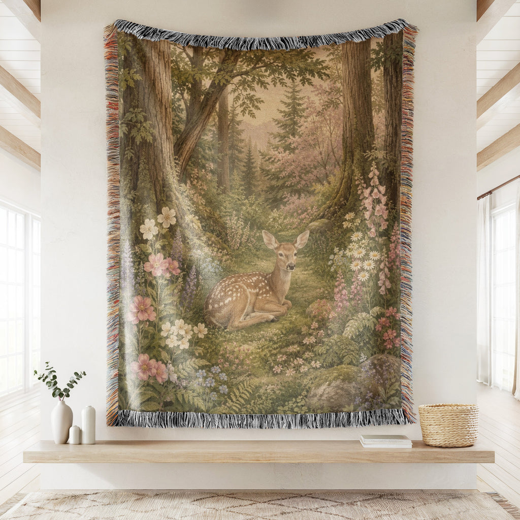 Woodland Fawn Floral Blanket
