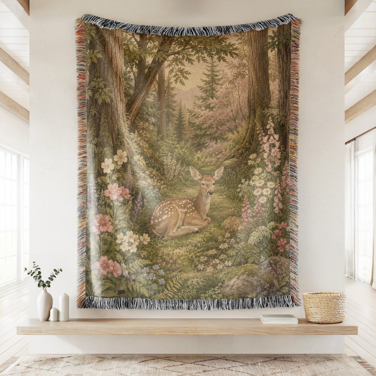 Woodland Fawn Floral Blanket