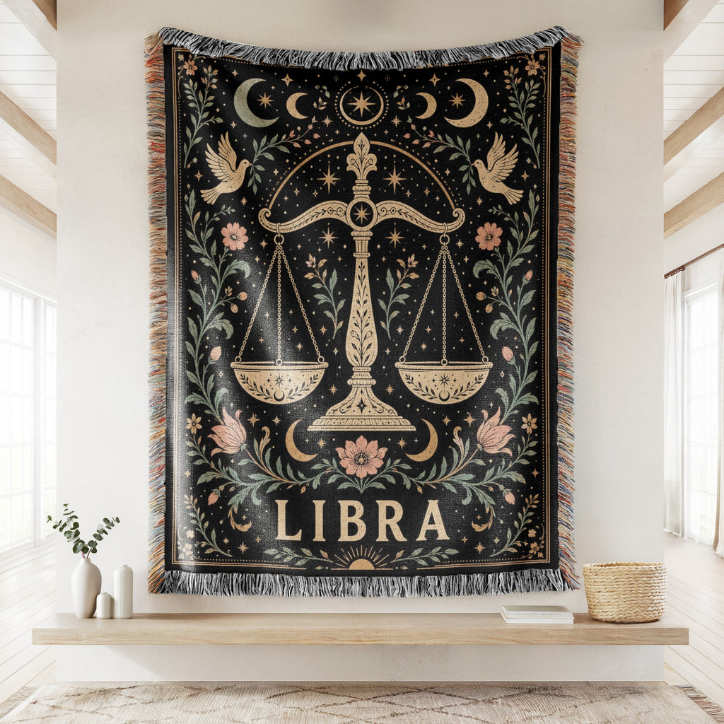 Libra Celestial Scales Zodiac Blanket