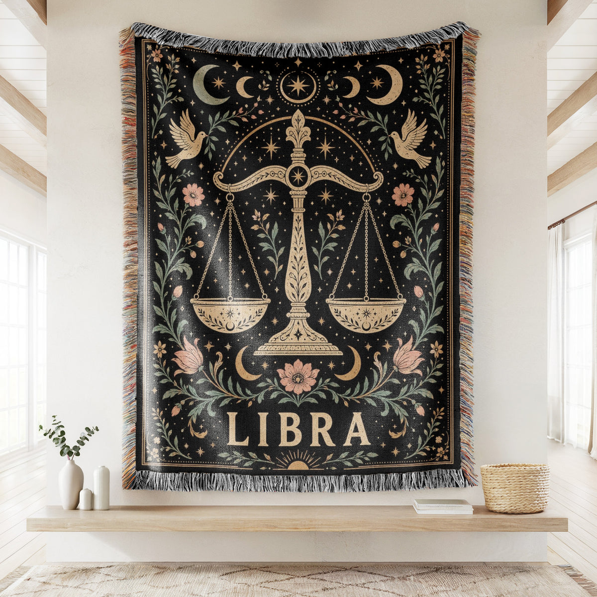 Libra Celestial Scales Zodiac Blanket